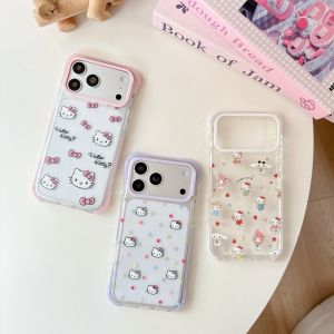 Sanrio | Luxury Cute Sanrio Hello Kitty Crystal Sparkling Powder Phone Case For iPhone 17 16 15 Pro Max Shockproof Protective Soft Cover