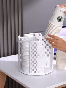 Desktop Rotating Grid Paper Cup Holder & Multifunctional Storage Solutions