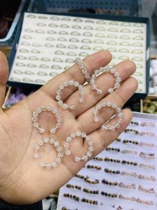 Natural Crystal Ring Open Silver Wire Winding round Beads Amethyst Tigereye Tourmaline Ring Handmade