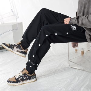 Eptison Mens Casual Pants Autumn Spring Simons Cat Collaborative Loose Fit Cuffed Trendy Cotton Polyester Youth Active Style