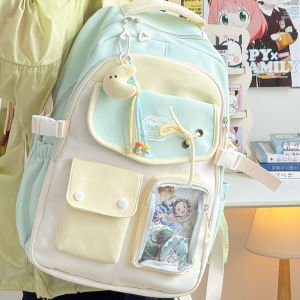 OUDENGPAI | Green Color High Capacity Backpack For Junior High School Girls Durable Double Shoulder Strap School Bag With Zipper Closure