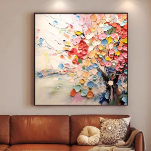 Modern Minimalist Textured Floral Square Decorative Hanging Painting