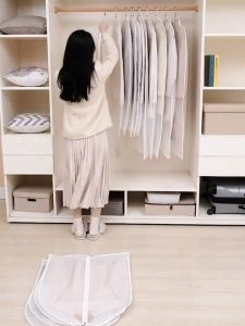 Peva Transparent Clothes Dust Cover Washable Bedroom Clothes Storage White With Zip Foldable