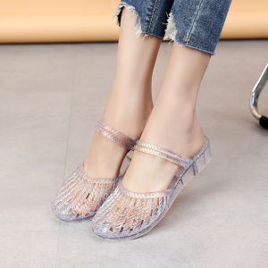 JIFANPAUL | Transparent Breathable Flat Jelly Sandals