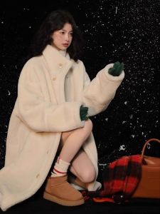 Winter Thickened Lamb Fur Coat Medium Length Double-Sided Wear Leather Fur Integrated Plush Eco-Friendly Fur Jacket Women