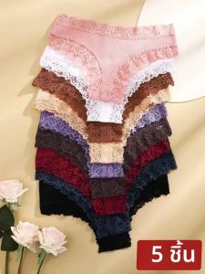 5 ชิ้น/เซ็ตกางเกงผ้าฝ้ายผู้หญิง Floral Lace ชุดชั้นในอินเทรนด์ Patchwork กางเกงลูกไม้หญิงกางเกงนุ่มชุดชั้นใน S-XL