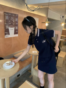 NIHAOKANONG | Bộ Áo Polo và Chân Váy Ngắn Cao Waist Mới Mùa Hè