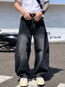 Oversized Baggy Mens Jeans Nostalgic Splicing Y2K Denim Pants 2025 Autumn New Fashion Wide leg Hip Hop Trousers Streetwear