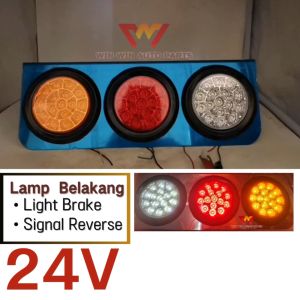 24V 48LED TAIL LAMP CHROME BRAKE LIGHT / SIGNAL LIGHT / REVERSE LIGHT LORRY TRUCK BOAT LAMPU BELAKANG 1SET 2PCS
