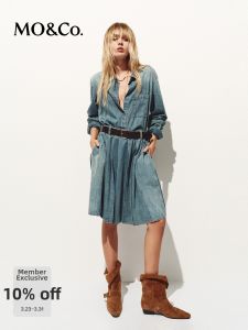 MO&Co. | 3D Pleated Cotton Dress with Belt