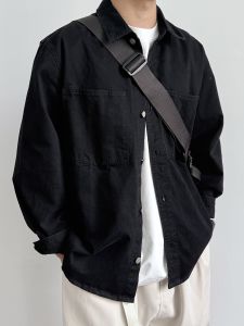ONUN Japanese Style Retro Washed Plaid Workwear Shirt Casual Loose Double Pocket Jacket Trendy Long Sleeve Collared Cotton