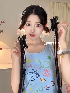 🔥 Tóc Giả Nữ Cột Ngoạm Tết 2 Bên NG57 – Tóc Giả Nguyên Đầu Phong Cách Dễ Thương Co Giãn Thoáng Mát Đội Là Chuẩn Form