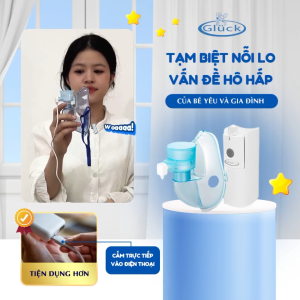 Gluck - Máy mũi họng xông khí dung cầm tay nhỏ gọn cho trẻ em và người lớn máy hoạt động bằng kết nối với smartphone ô tô laptop pin dự phòng