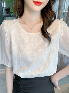Fashionable Breathable Versatile Short Sleeve Chiffon Blouse