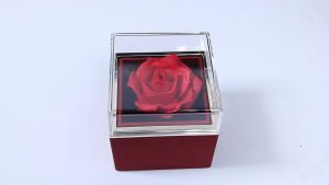 Valentines Day Rotating Rose Gift Box Leather Flower Rose Gift Set with Gift Box Bag for Girlfriend