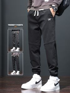 ROMON | Loose Fit Black Harajuku Style Workwear Trousers For Men Spring Autumn New Fashion Brand Romon Cuffed Long Casual Pants