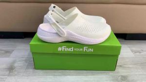 Giày sục crocs chuẩn xịn chống hôi chân nhựa tế bào êm mềm bền đi mưa lội nước đi biển literide 360 clog màu trắng