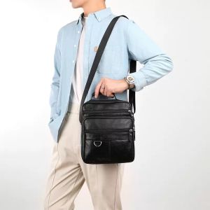 Túi Đeo Vai Nam Da Bò Thời Trang Túi Đeo Chéo Thường Ngày Túi Đựng Đồ Dùng Cá Nhân Mềm Màu Trơn Đồ Dùng Du Lịch Thường Ngày