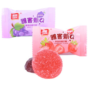 YaKe New Q Rubber Candy Bulk 500g Fruit Flavor Soft Candy Childhood Taste Wedding Candy Snacks Year Goods Traditional Candy