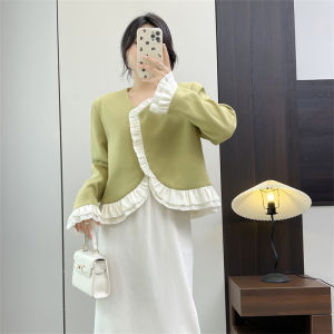 Sweet Commuter Style Short Sleeveless Womens Jacket Autumn Fashion Small Fragrance Wind Korean Version Polyester Fiber Coat