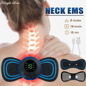 Hengfa Lina Electric EMS Neck Massager Mini Cervical Back Muscle Pain Relief Patch Stimulator Massageador Mat Portable Gel Pad Stickers Slim
