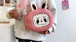 (SG Seller) Lovely Cute Labubu Stuffed Plush Bag Funny Labubu Purse Student Crossbody Bag Monsters Outdoor Travel Bag Toy Birthday Gift