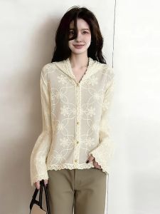 AIYITI | Korean Style Embroidered Long Sleeve Lace Jacket