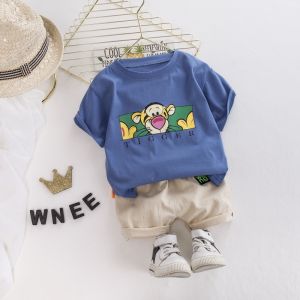 New childrens cartoon tiger short sleeve+handsome thin shorts two-piece in stock [Boys suit]