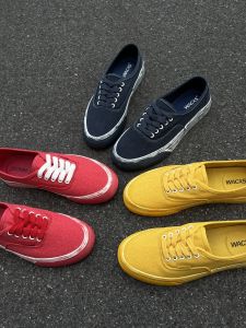 Premium Low-Top Breathable Canvas Shoes Vintage Washed Worn-Out Style in Black Red Yellow Colors Casual Board Shoes for Youth