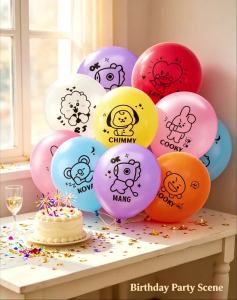 Line Friends | Bộ Trang Trí Tiệc Sinh Nhật Chủ Đề KPOP BT21 - Đồ Trang Trí Địa Điểm Sự Kiện Thần Tượng Hoạt Hình Với Bóng Bay Và Các Vật Phẩm Liên Quan Dành Cho Người Hâm Mộ