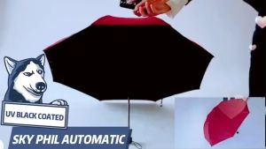 SKY PHIL Automatic uv super prevent UV black coated umbrella open/close windproof