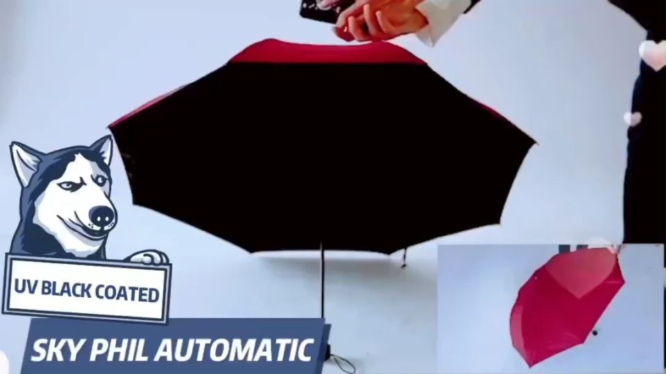 SKY PHIL Automatic uv super prevent UV black coated umbrella open/close windproof