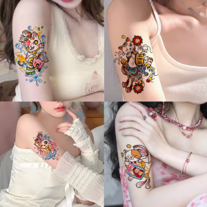 Miếng Dán Hình Mèo Màu Sắc Có Thể Giặt Được Chống Thấm Nước Lâu Trôi Trang Trí Cho Cánh Tay Và Chân Hình Mèo Dễ Thương Giảm Vết Thương