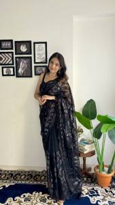 Classy & Elegant Soft Net Saree with Sequences work (Pre-order : 2/3 Weeks Delivery) HR130824
