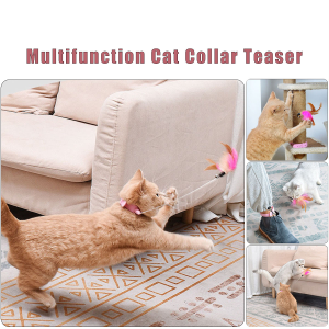 Collar Cat Teaser Toy Multifunction Feather Teaser Bells Interactive Toys Teaser Leher Kolar Kucing  逗猫棒