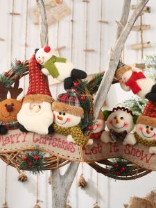 Christmas Decorative Willow Branches Snowman Reindeer Door Hanging Living Room Decoration Christmas Tree Ornament Ring