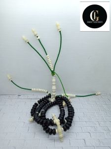 Tasbih tijani user black kombinasi tulang kerbau full benang rajut A195