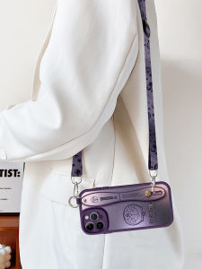 Gradient iPhone 15 Case Womens Crossbody Doraemon Strap Protective Cover Apple 16 14 13 Huawei Pura 70 Phone Shell with Lanyard