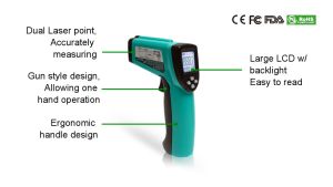 ProsKit MT-4612  Infrared Thermometer - Ideal for measuring of mechanical chemical pottery food metallurgy electric power air condition high-temperature heat treatment. (Proskit)