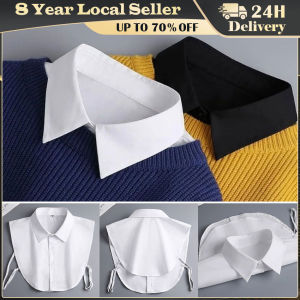 ❤️【Same Day Delivery】 Women Cotton Crystal Fake Collar Blouse Vintage Solid Detachable Shirt Collar False Lapel Blouse Top Women Clothes Accessories