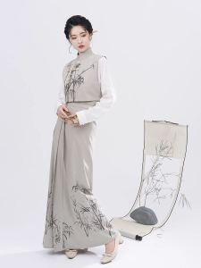 Original Song Dynasty Hanfu by ZhiZaoSi round Neck A-Line Long Skirt And Small Vest Traditional Chinese Fashion Womens Clothing