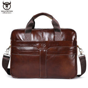 BULLCAPTAIN Cặp Tài Liệu Nam Da Thật Túi Tote Cổ Điển Công Sở Chất Lượng Cao Có Thể Chứa Túi Đựng Máy Tính Xách Tay 14.7 Inch