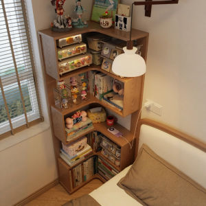 Corner Display Shelf Storage Cabinet Bedroom Toy Block Organizer Model Showcase Wood Craft Eco Board Density Shelf Storage