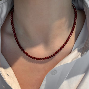 CAFFTI | Vintage Anker Red Enamel Beads Necklace Accessories for Spring Summer