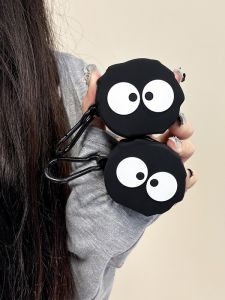 Kawaii Cartoon Coal Ball Buds pro Protective Case for Samsung Buds Live Wireless Bluetooth Earphones Fun Emotion Galaxybuds2 Silicone Soft Shell Cute Female FE Anti-fall Box