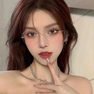 Rimless Square Clear Lens Glasses Comfortable And Stylish Computer Glasses Womens Glasses