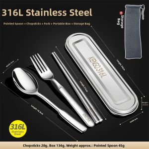 RONGCHUAN | Portable Stainless Steel Flatware Set Storage Box