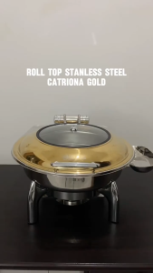 OBLEROME Prasmanan Roll Top Silver Gold Premium Buffet Pot Buffet Hotel Pesta Stainless Steel