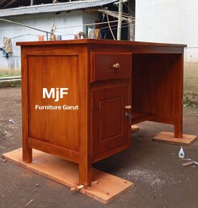 Meja kasir full kayu mahoni orginal/Meja tulis kayu/Meja kayu/Meja belajar setengah giro ukuran 120x60x75cm/Meja kerja kayu mahoni