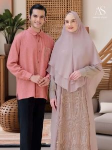 BAJU SARIMBIT KELUARGA HAITWO COUPLE 01 ROSE CHOCO - BROWN / COUPLE KHADIJAH  - ABIZAR BROWN